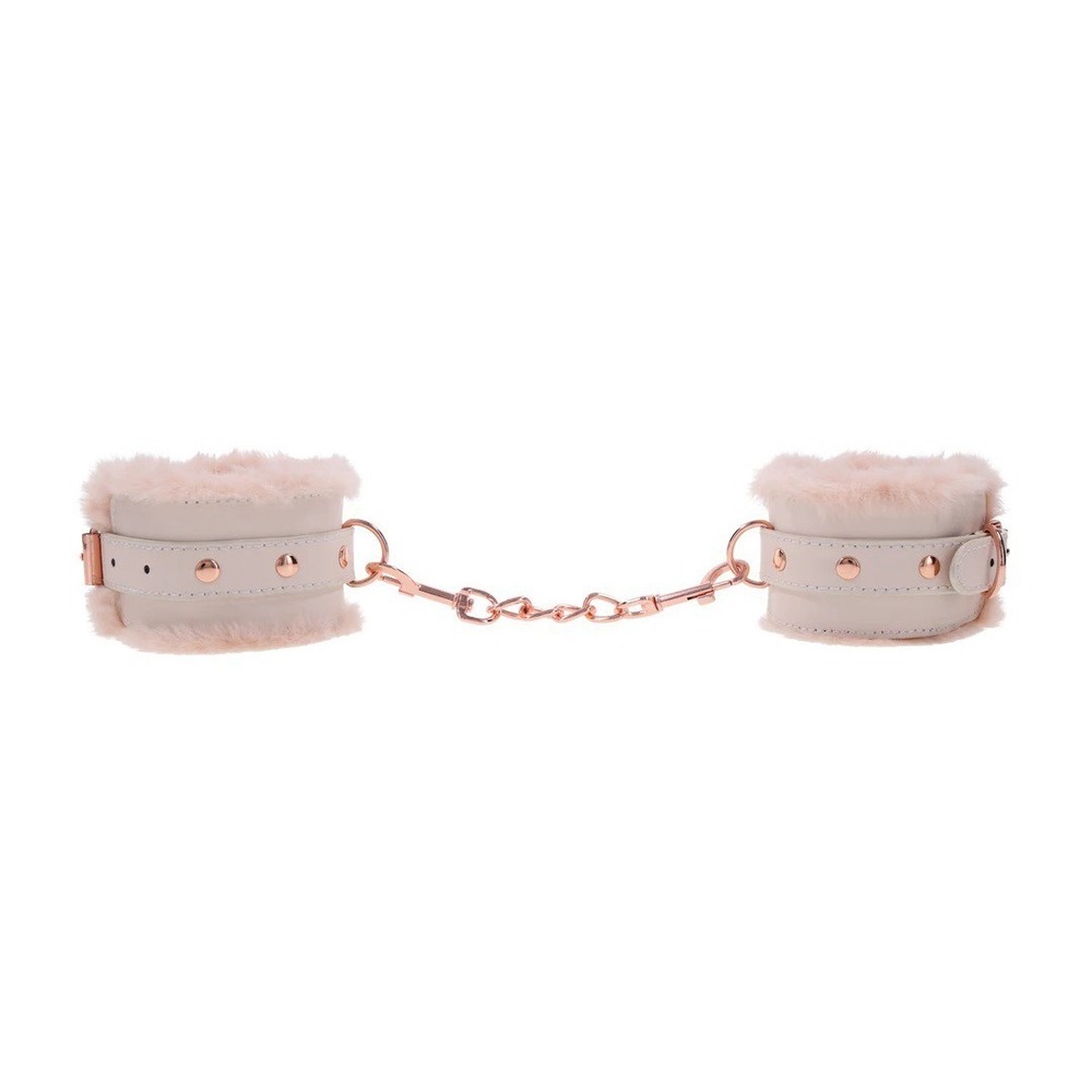 Handcuffs Faux Fur Fetish Restraints Rose Gold Peaches n Creme - Picture 6 of 6